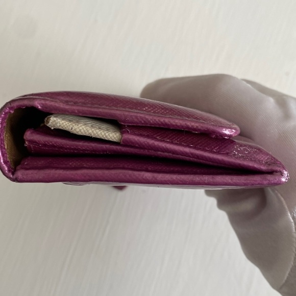 PRADA Purple Saffiano Leather Double Snap Wallet with Gift Box Wallet on Chain - Picture 9 of 17